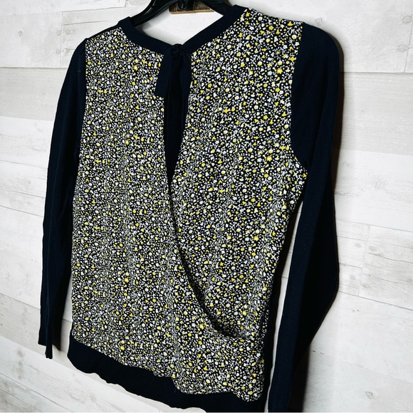LOFT | Navy Sweater with yellow floral back - Picture 1 of 3
